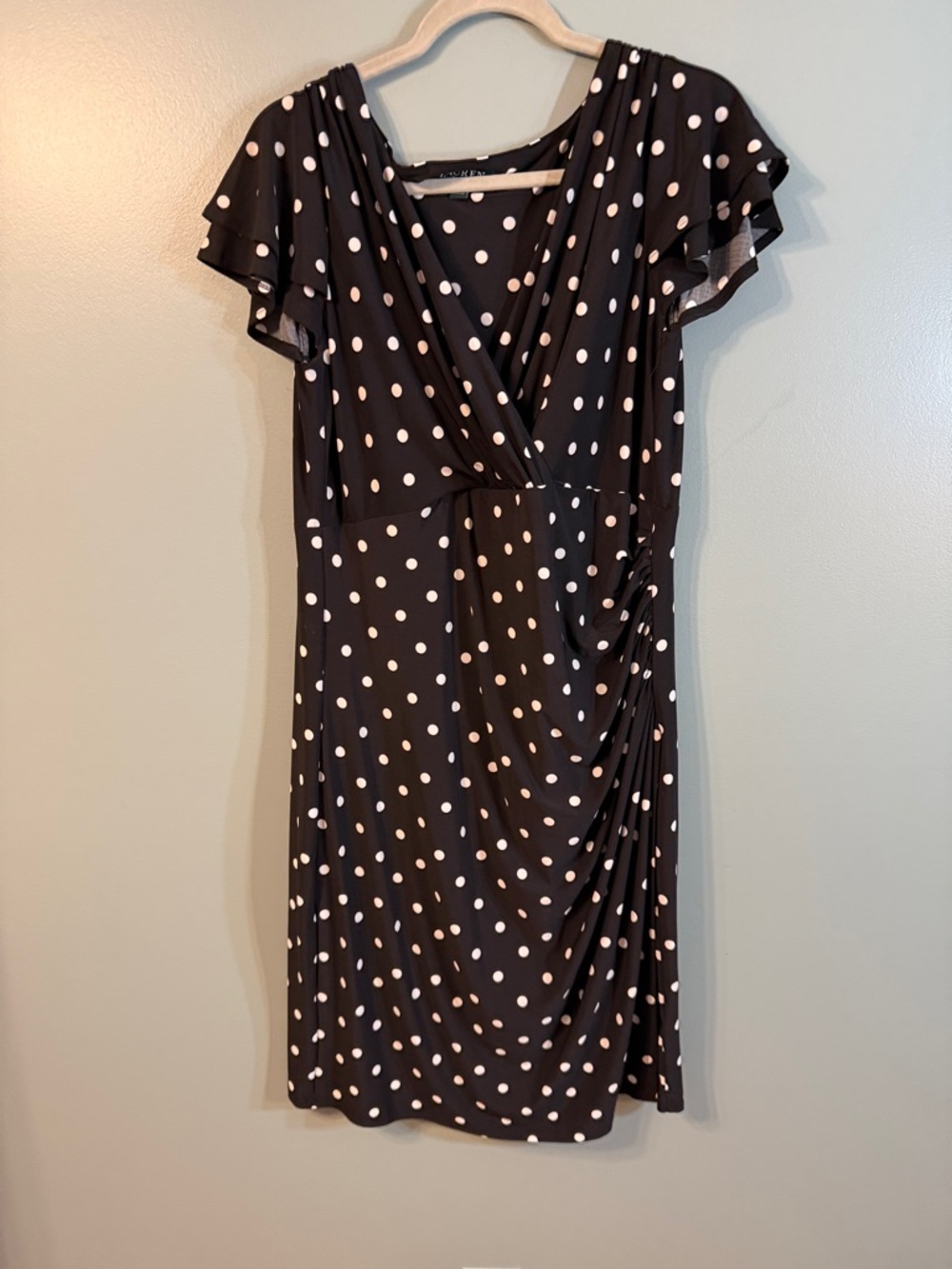 Lauren Ralph Lauren Black Midi Dress with White Polka Dots